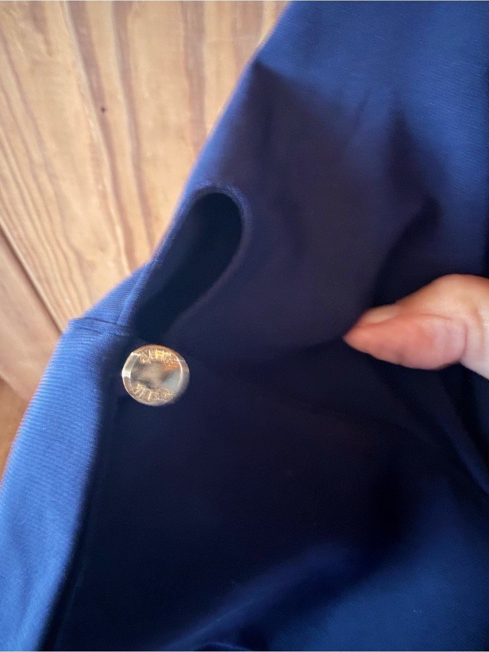 Anne Klein Navy Split-Neck Top - Picture 4 of 8